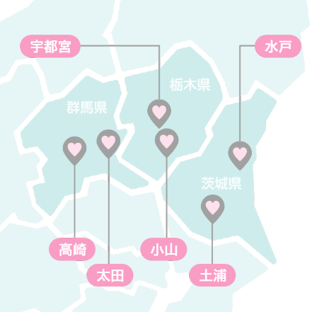 北関東の有名な風俗街・繁華街の地図